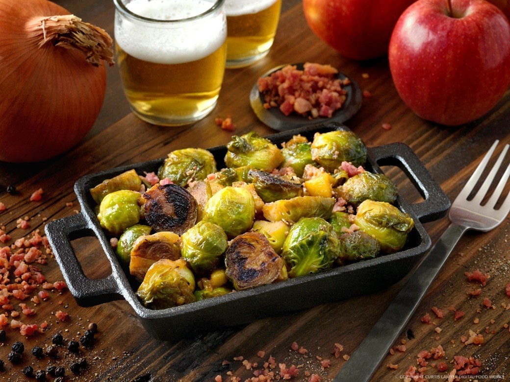 beer sauteed apple and bacon brussels sprouts a great side for just about any meal